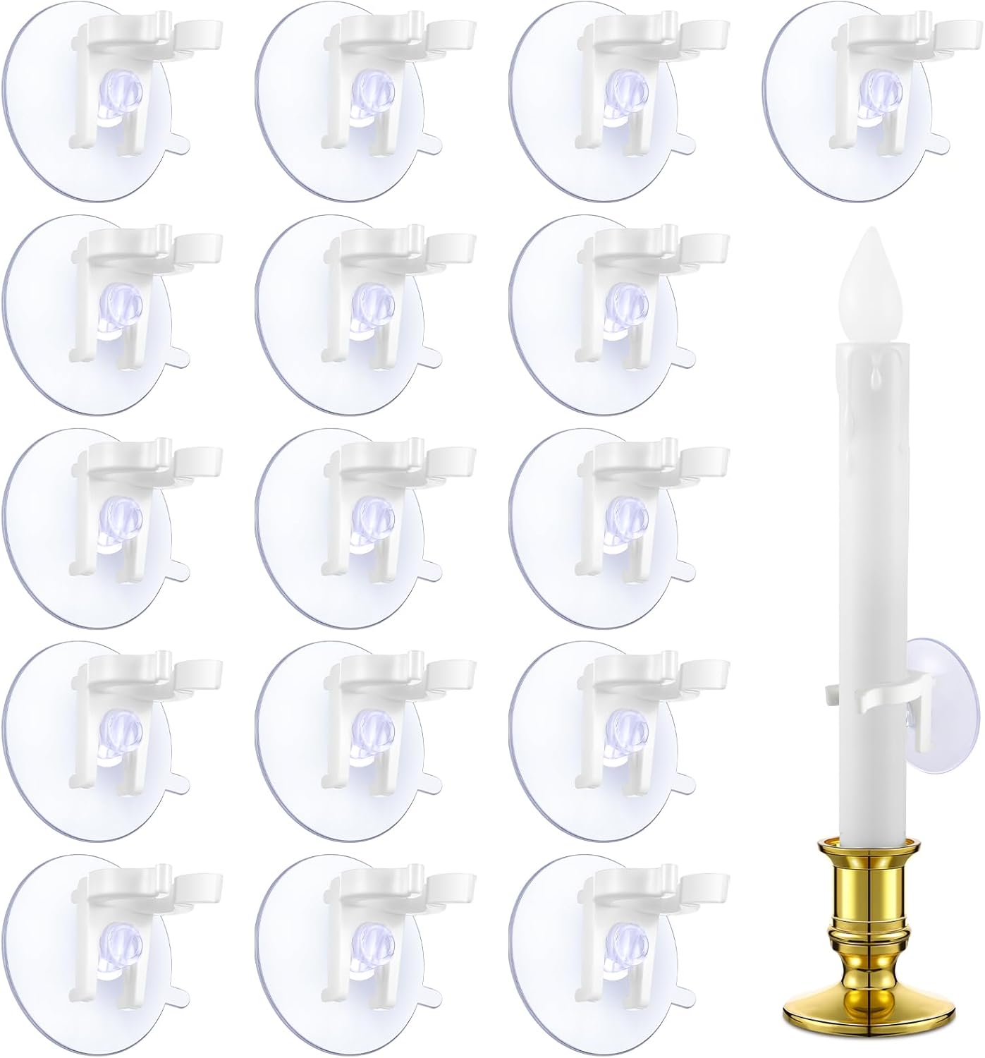 Skiennix 16-Piece Window Candle Holder Set - Suction Cup Clamps for Christmas Decor