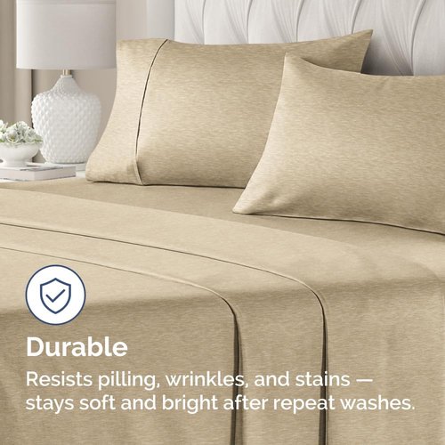 King Pillow Cases by [Brand Name] - Ultra Soft Hotel Quality Set of 2 - Comfy, Wrinkle-Free & Fade Resistant - Heathered Tan