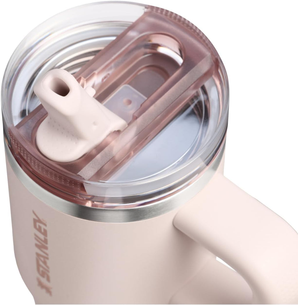 STANLEY Quencher ProTour Tumbler - 14 oz Insulated Stainless Steel with Leakproof Lid & Built-In Straw | Rose Quartz