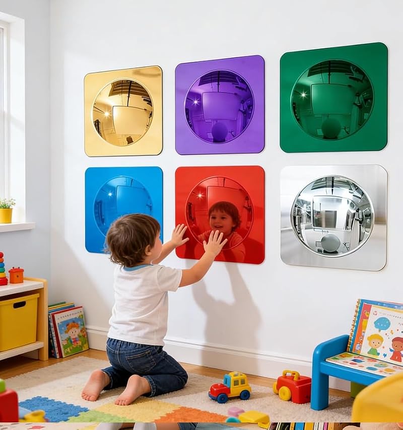 6-Piece Sensory Bubble Wall Mirror Set, Shatterproof Acrylic Wall Decor