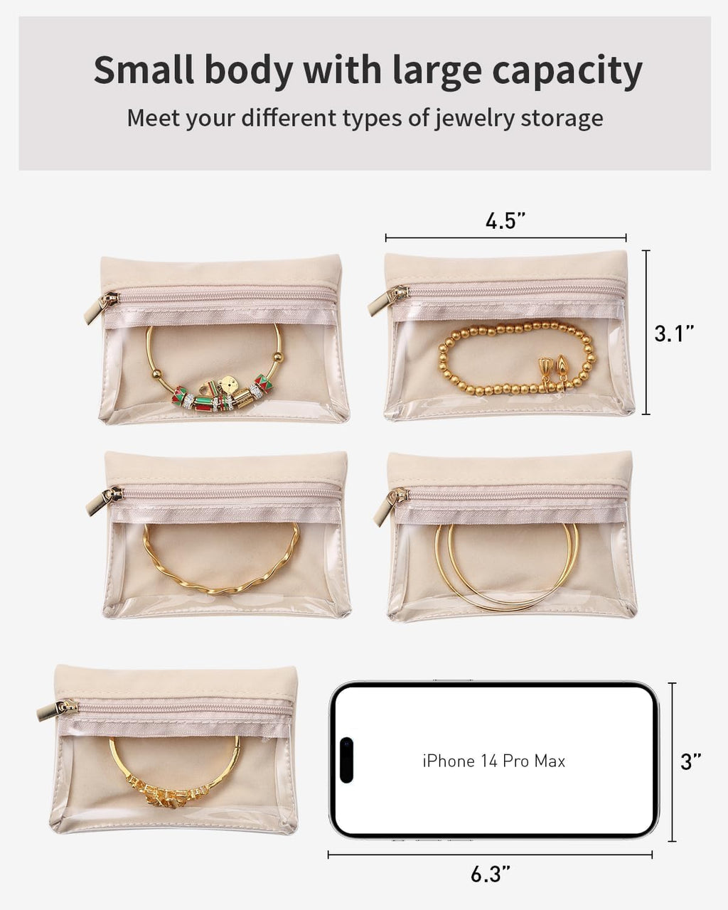 Vlando Small Jewelry Box Organizer,Travel Jewelry Storage with 6 Velvet Jewelry Zipper Pockets,Premium Petal Hardware Jewelry Case for Women Girls Valentines Day Gifts for Self