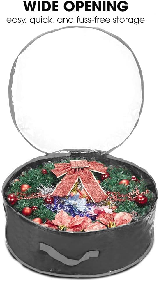 Propik Christmas Wreath Storage Bag - 36-Inch Tear-Resistant Holiday Container with Clear Window - 2 Pack