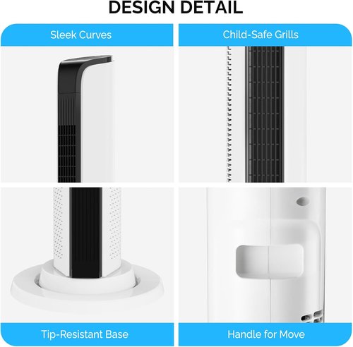 Bonnlo 42" Smart Tower Fan - Quiet Oscillating Floor Fan with APP & Remote Control | 3 Modes, 3 Speeds, 12H Timer