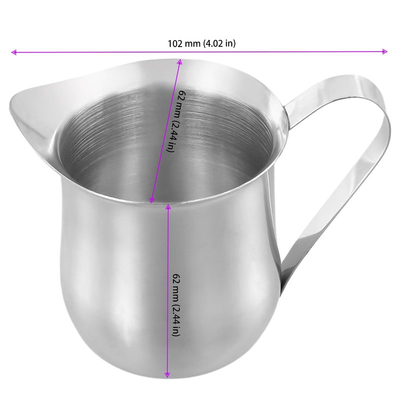 KEILEOHO 6 PCS 5oz Stainless Steel Bell Creamers, Small Creamer Pitcher, Coffee Creamer with Wide Mouth for Cream, Sauce, Milk, Coffee, Silver