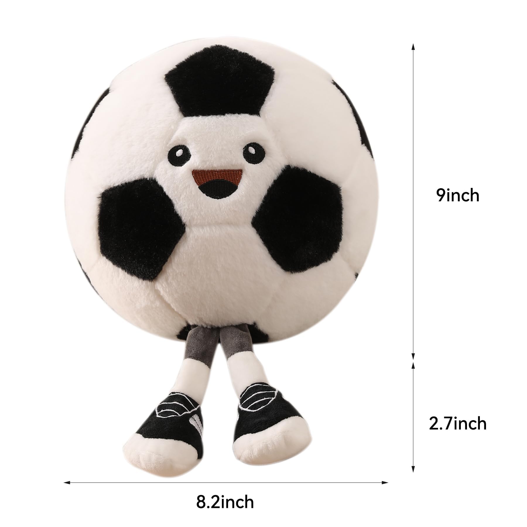 Funny Soccer Ball Pillow Plush with Legs - Cute Stuffed Animal PlushToy for Boys Girls, Soccer Throw Pillow Gift for Room Decor, Couch or Bed Valentines Day Gifts (Soccer 11 Inch)