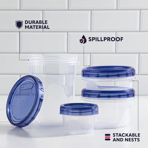 XpressPak 16 Plastic Containers with Screw On Lids - [32 & 16 Oz] - Soup & Salad Food Storage Containers Takeout To Go - Microwave, Freezer & Dishwasher Safe BPA-Free