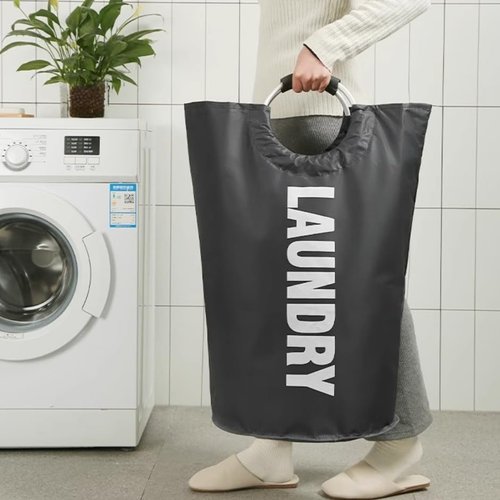 90L Waterproof Laundry Basket by [Brand Name] - Durable Hamper with Foam Handles | Black, 3-Pack