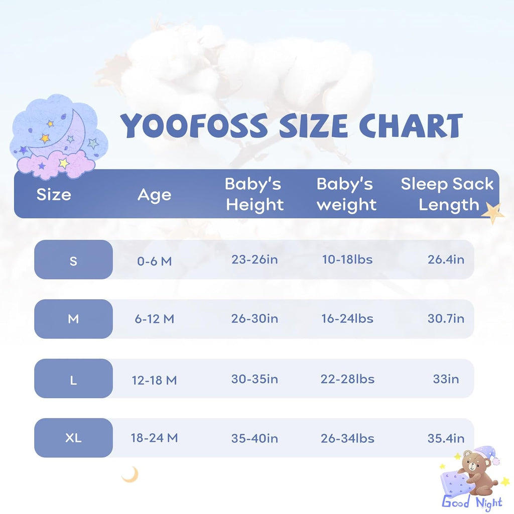 Yoofoss Baby Sleep Sack - 100% Organic Cotton Wearable Blanket for 0-6 Months | 2-Way Zipper, Lightweight TOG 0.5
