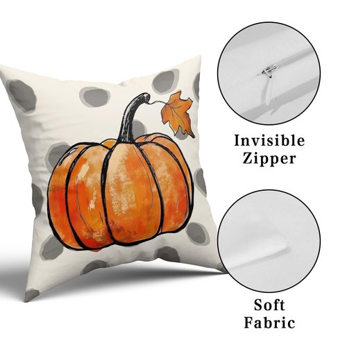 Fall Pillow Covers 18x18 Inch Fall Football Pumpkin Maple Leaf Polyester Decorative Throw Pillow Case Autumn Thankful Polka Dot Cushion Cover Set of 2 Home Decor for Sofa Living Room Couch Chair