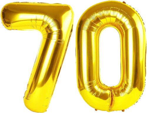 Gold Number 70 Balloon - 40 Inch Golden Birthday Decoration for 70th Celebration | Party Supplies