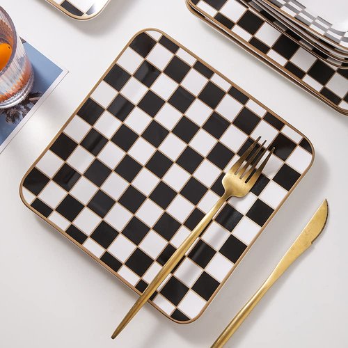 Porlien Checker Square Dinnerware Set for 4