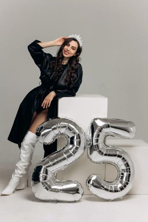 40 Inch Silver Foil Number 25 Balloons - Happy 25th Birthday Decorations for Women
