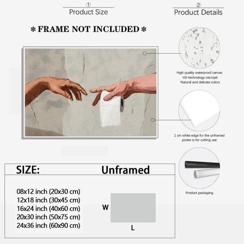 Allegroverse Funny Bathroom Wall Art - Humorous Toilet Paper Poster | Quirky Restroom Decor 8x12 Inch Unframed