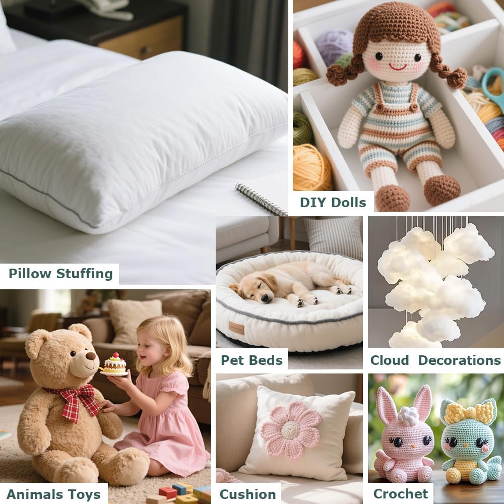 Welacer Polyfill Stuffing - Fluffy Pillow Filling for Stuffed Animals & DIY Crafts | 36.8oz Premium White Polyester
