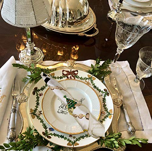 Christmas Tree Napkin Rings - 6 Pcs Green Tree Napkin Holder for Holiday & Party Decor