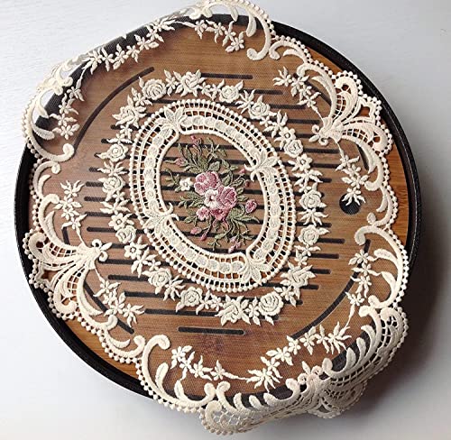 2-Pack Retro Lace Placemats, 12x16-Inch Oval French Crochet Table Mats