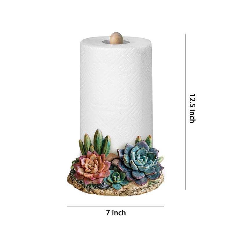 Colias Wing Cactus Pattern Paper Towel Holder Stand, Resin Cactus Crafts Display for Kitchen Countertop,Table Top Restaurant Cake Shop Dessert Shop