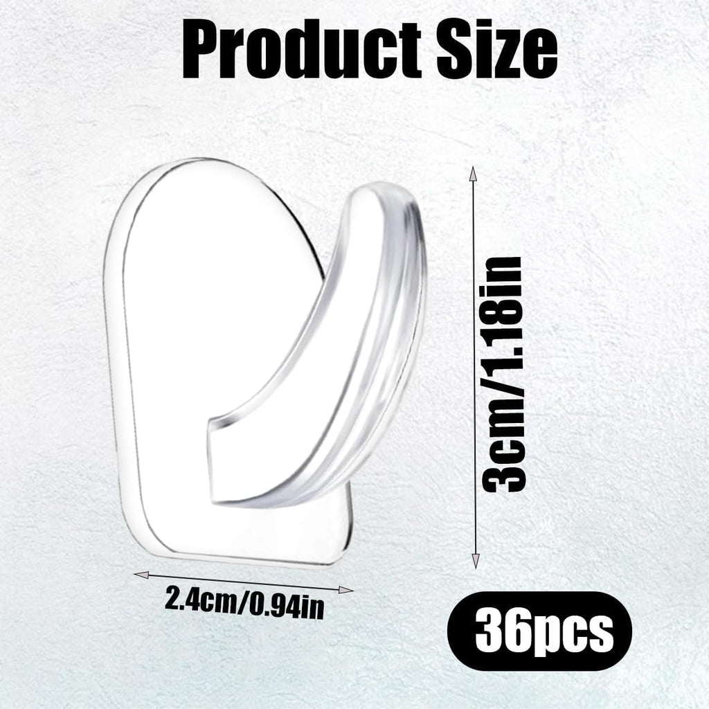 Skiennix Clear Adhesive Wall Hooks - 36 Transparent Sticky Hooks for Seamless Hanging | Kitchen, Bathroom, Office