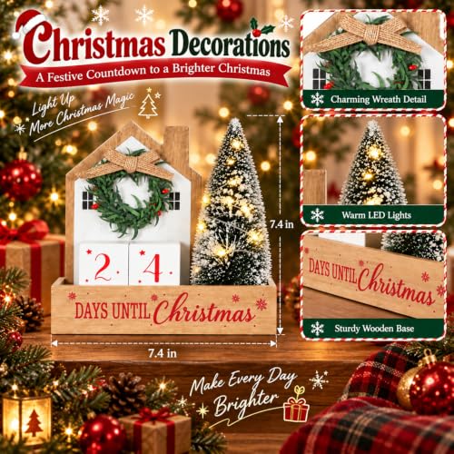 HOMirable Christmas Countdown Light Up Decor - 99 Days Festive Tabletop Display