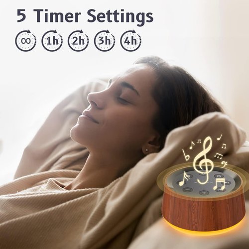 Brown Noise Sound Machine - 30 Soothing Sounds & 12 Color Night Light | Adjustable Volume & Timers