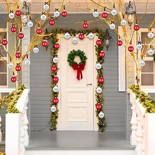Liliful 12 Pcs Christmas Ball Ornaments with Buffalo Plaid Bow 2.36 Inches (6 Styles, 2 Each)