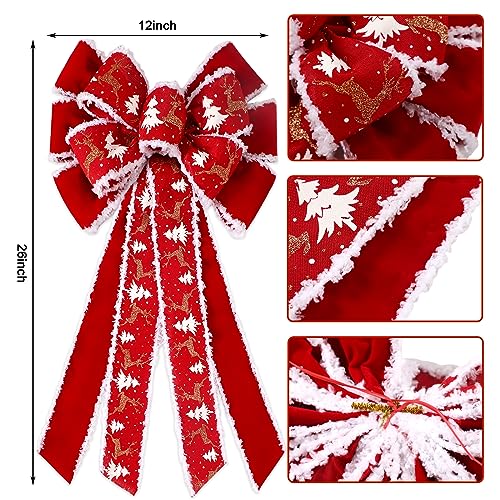 Riceshoot 6 Pcs Large 26x12 Inch Christmas Bow Elk Reindeer Outdoor Decor