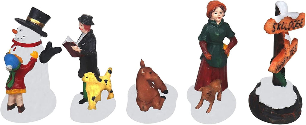 Skiennix Christmas Village Figurines Set - 5-Piece Holiday Decor for Indoor Displays & Gift Giving