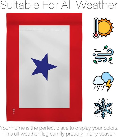 Blue Star Flag | Military Family Deployment Flag with Pole Set - Outdoor Yard Decor & Memorial Gift