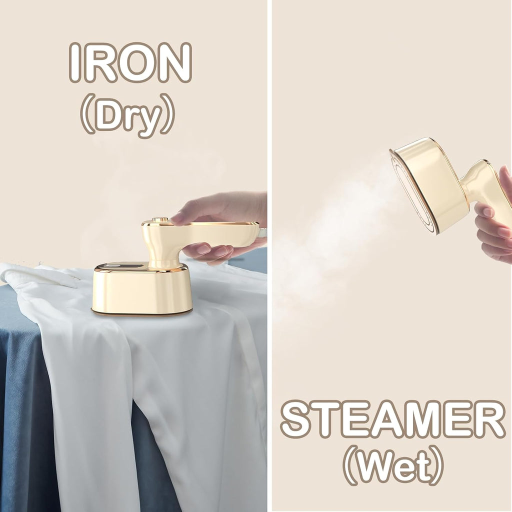 Skiennix Travel Steamer | Mini Portable Ironing Machine for Clothes - Ideal for College Dorms & Home (Beige)