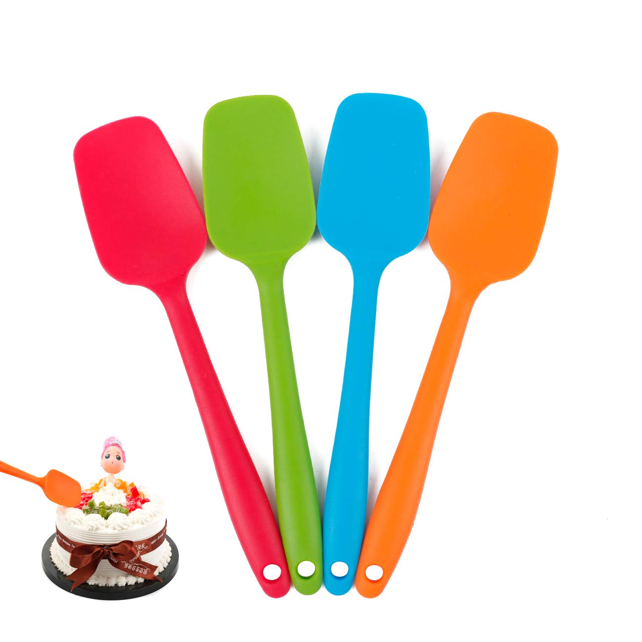 Delidge Food Grade Silicone Spatula Set Heat Resistant Small Rubber Spatulas,4 piece Silicone Spoonula Spatula Non-stick Baking Curved Spatulas Multicolor(21.7cm/8.56inch)