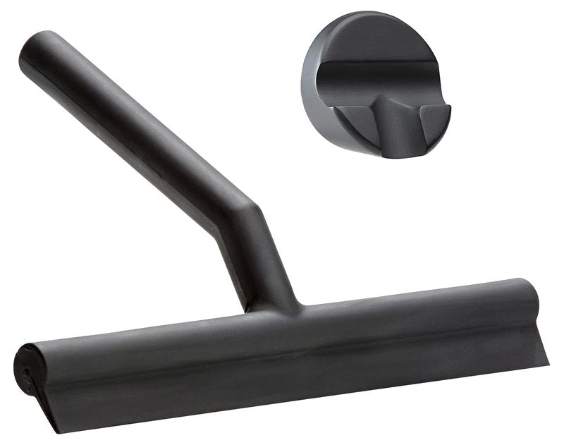 Zone Denmark Effortless Elegance Glass Wiper with Magnetic Holder for Stylish and Convenient Bathroom Maintenance Black, 6.7"x 8.3"inches