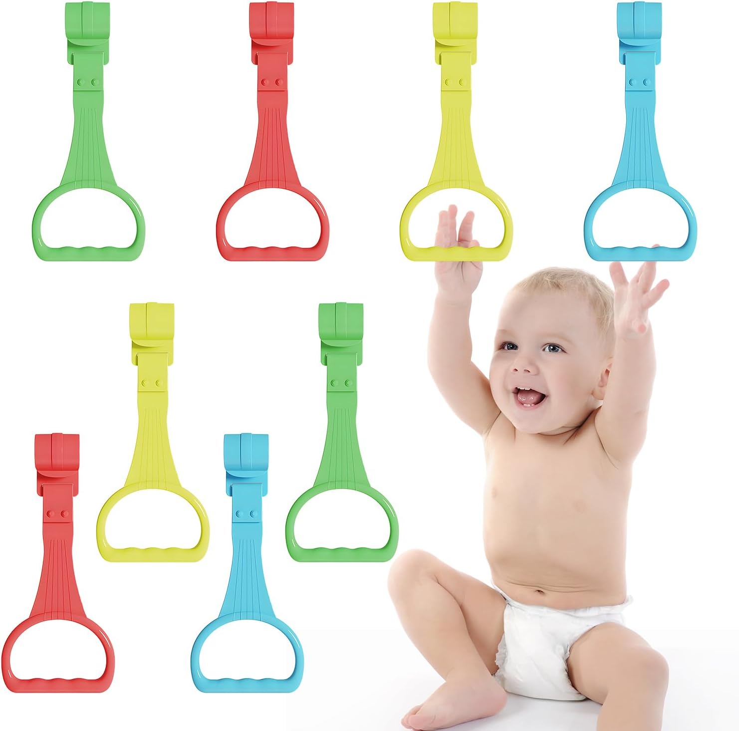 Skiennix 8Pcs Pull Up Rings | Baby Walking Assistant for Cribs - Available in 4 Colors