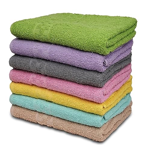 7-Pack Ultra Soft Cotton Bath Towels, 30" x 54" Large Absorbent Towel Set