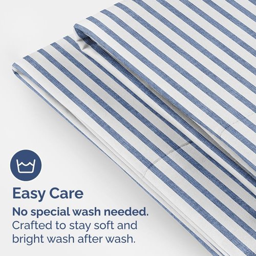 King Standard Pillow Cases - Ultra-Soft Hotel Quality Covers | Fade-Free & Wrinkle Resistant - Set of 2 - Blue Stripes