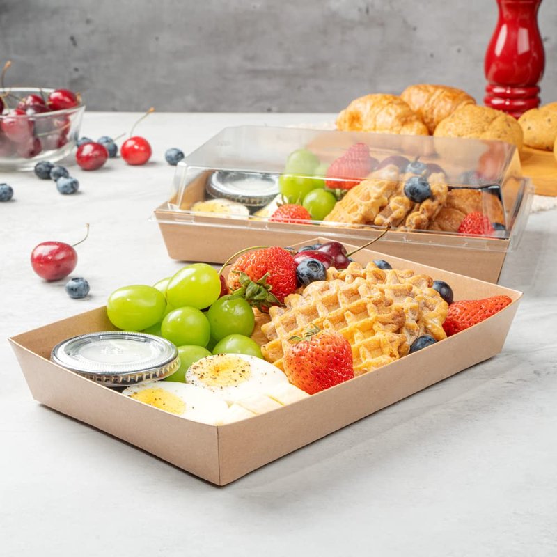 Restaurantware Matsuri Vision 9 x 6 x 1.5 Inch Large Sushi Trays 100 Greaseproof Sushi Packaging Boxes - Lids Sold Separately Disposable Kraft Paper Sushi Containers For Entrees Or Desserts