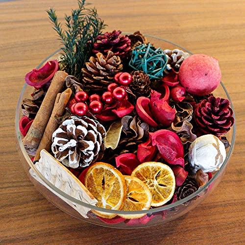 Christmas Potpourri Bowl Filler, Cinnamon Apple Scented Dried Flowers, 20 oz