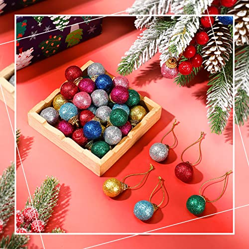 Sumind 48-Pack 0.8 Inch Glitter Christmas Mini Balls Ornaments - 8 Colors