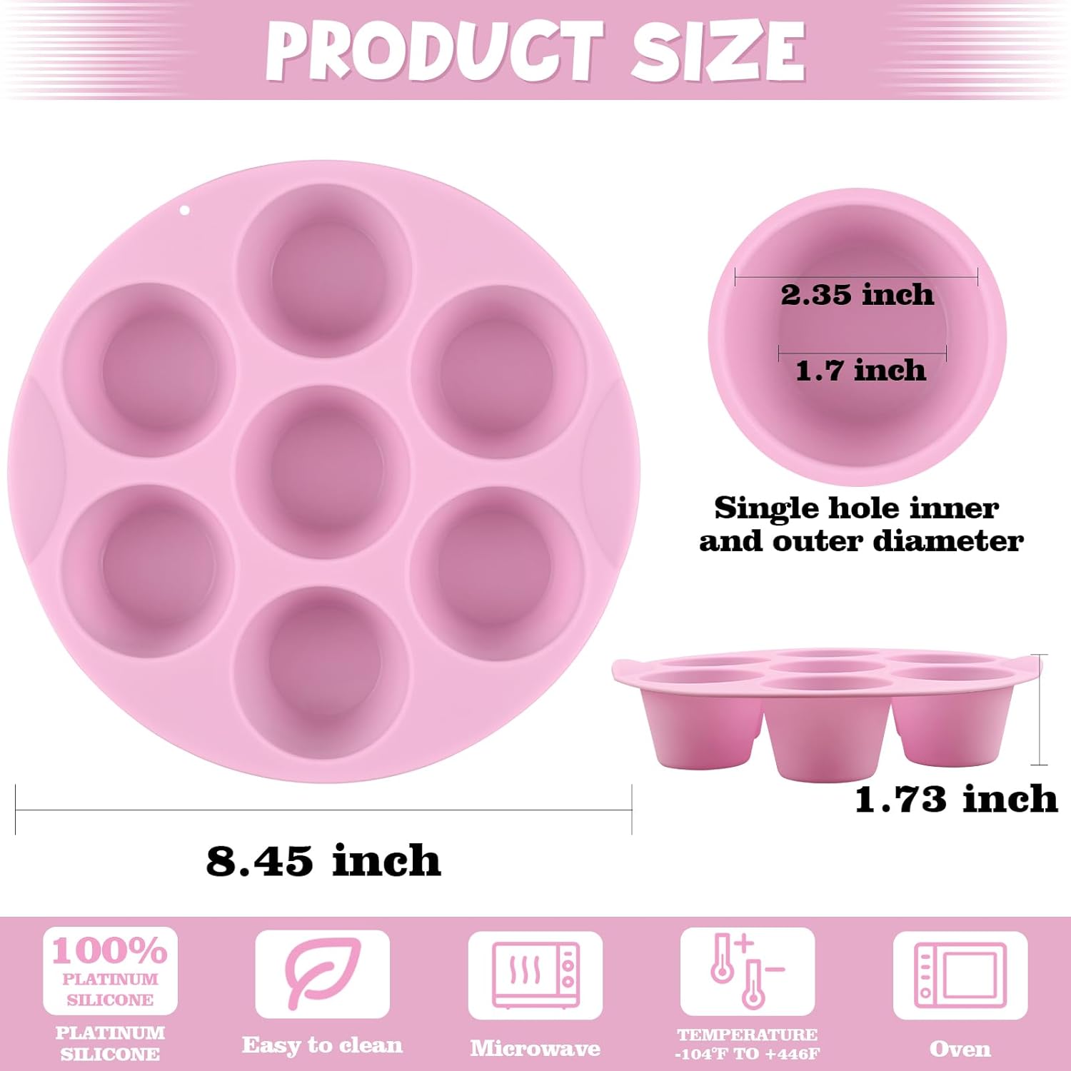 Sakolla Silicone Egg Bite Molds - Nonstick 7-Cup Air Fryer Muffin Pan for Baking Mini Muffins & Quiches | Pink & Green