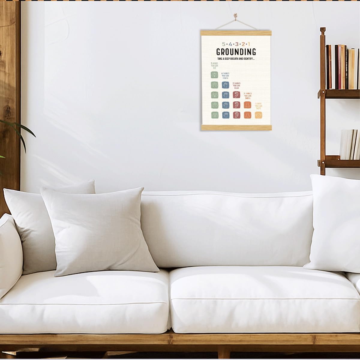 YGSDZY Grounding Technique Exercise Poster - Therapy Wall Art for Mental Health | Wood Hanger Decor