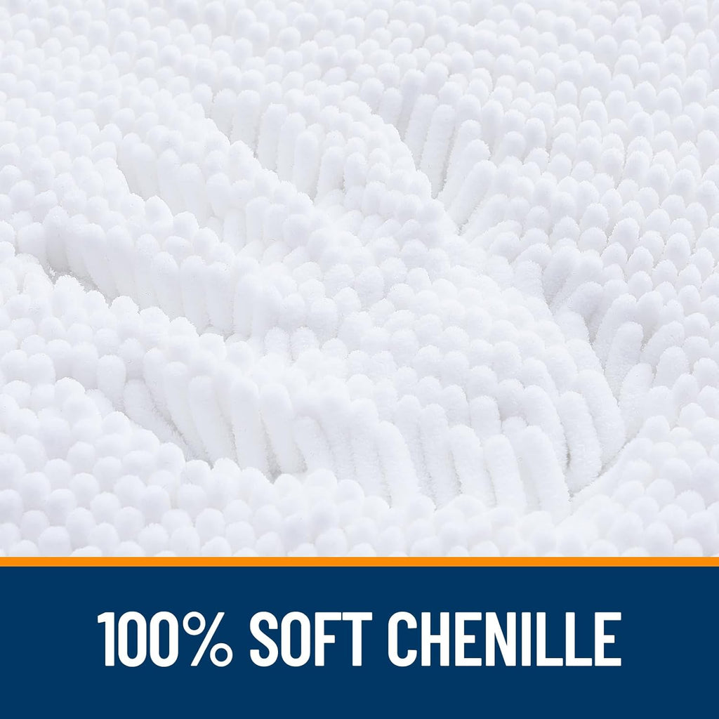 OLANLY Bathroom Rugs - Extra Soft Chenille Bath Mats | Quick-Dry, Machine Washable, 30x20, White