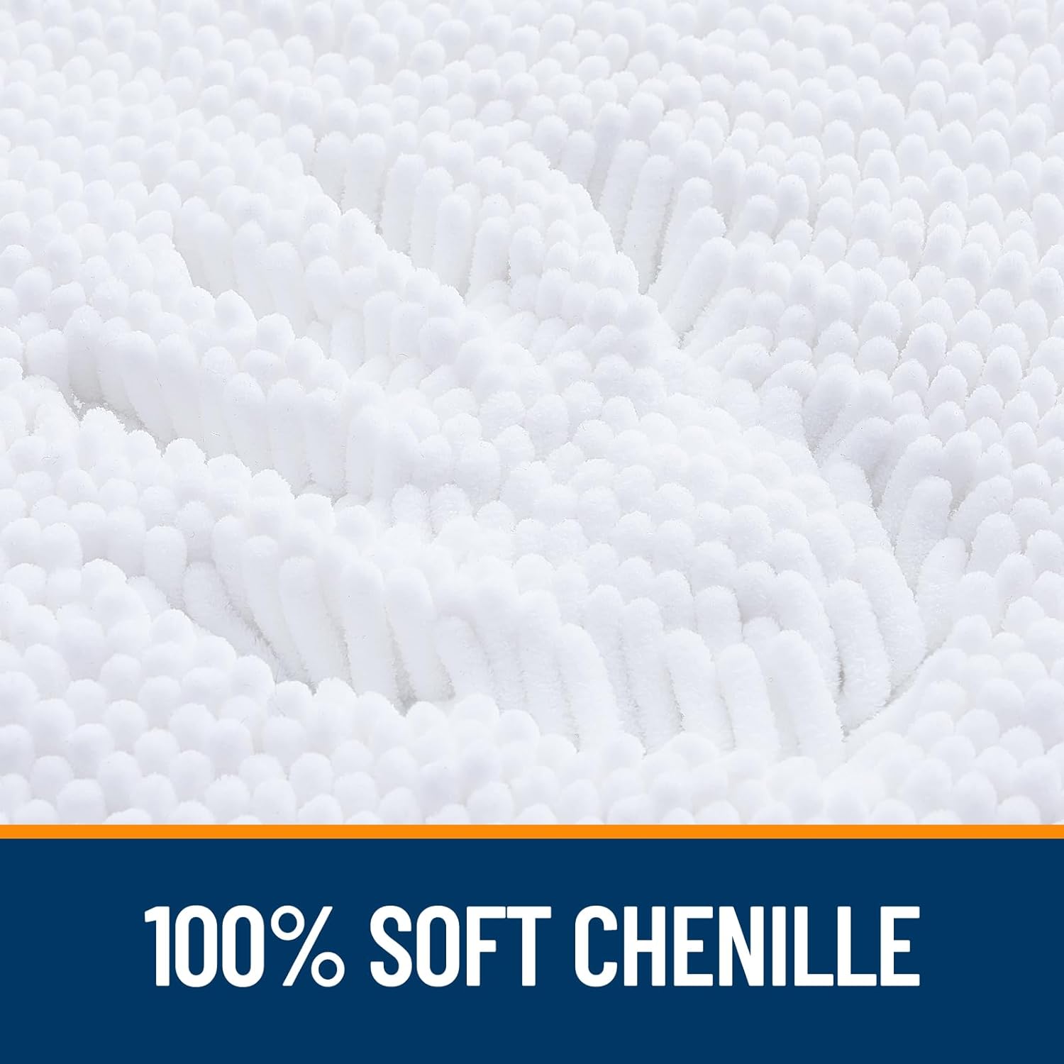 OLANLY Bath Rugs - Extra Soft Chenille, Quick-Dry & Machine Washable | 30x18 Inches, White