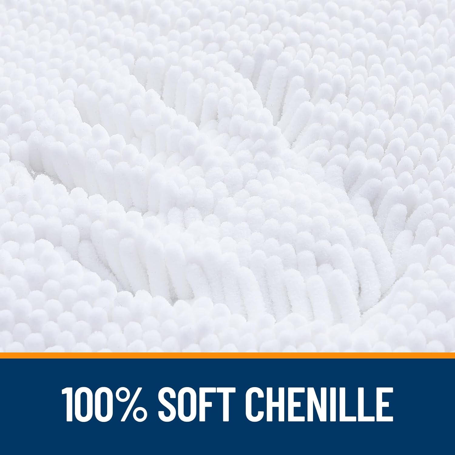 OLANLY Bathroom Runner Rugs - Extra Soft Chenille Bath Mats | 47x17, Quick Dry, Machine Washable, White