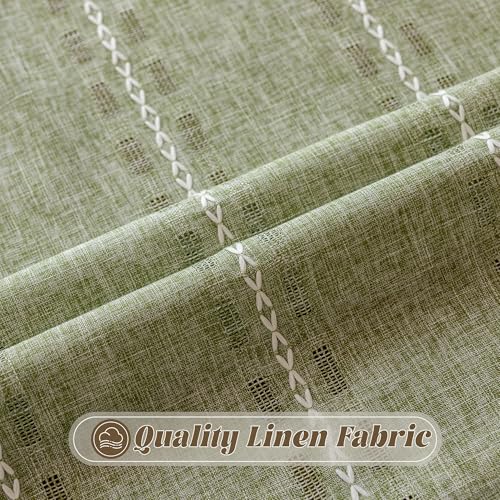 BCLBUSTE Sage Green 52x84in Boho Linen Curtain Panels (2) – Semi-Sheer Light Filtering