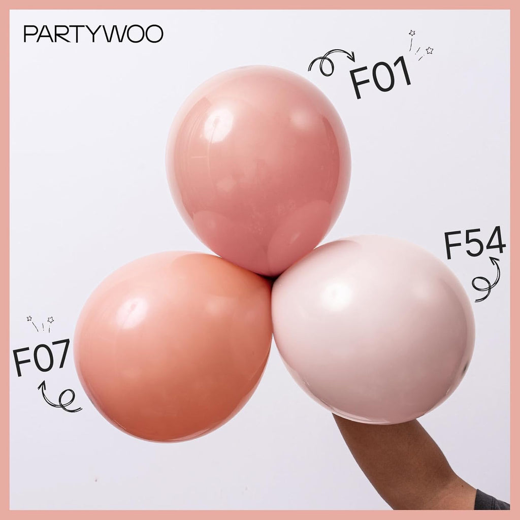 PartyWoo Dusty Pink Balloons - 50pcs 12 Inch Boho Blush & Lilac Latex Helium Balloons for Celebrations