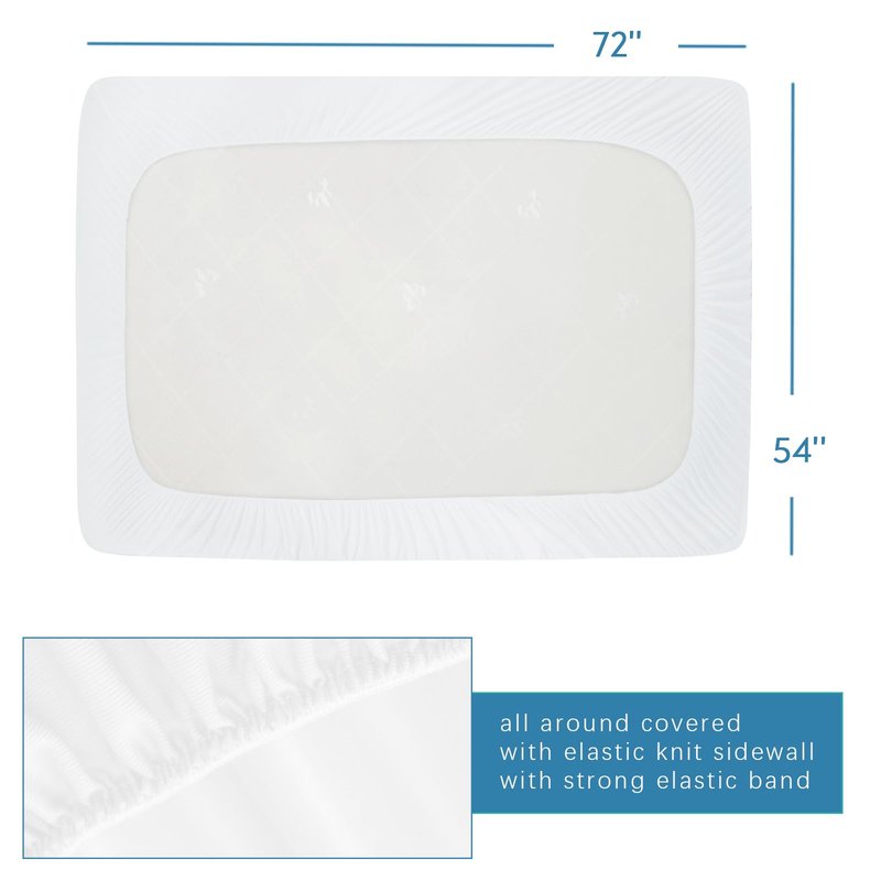 Sleeper Sofa Full Terry Mattress Protector Waterproof for 54''×72'' up to 8'' Depth, Ultra Soft & Breathable Smooth Top Fitted Mattress Cover Skin-Friendly Machine Washable