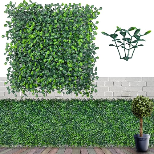 Artificial Boxwood Grass Wall Panels - 12 Pack 10x10 Faux Greenery Backdrop
