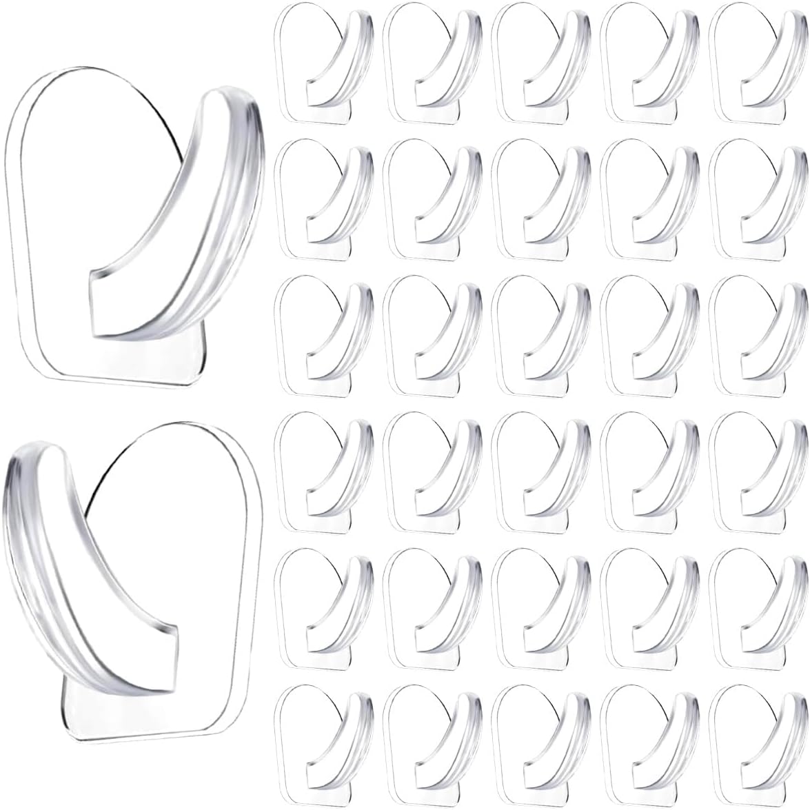 Skiennix Clear Adhesive Wall Hooks - 36 Transparent Sticky Hooks for Seamless Hanging | Kitchen, Bathroom, Office