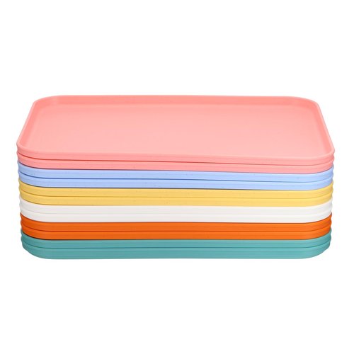 PATIKIL 14.7x10.4 Fast Food Serving Tray, 12 Pack Bulk Plastic Reusable Kitchen Cafeteria Trays for Eating, Colorful