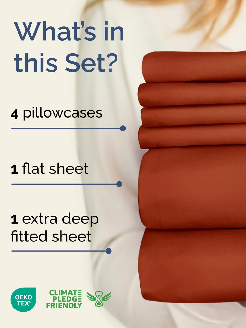 Skiennix Extra Deep Full Sheet Set - 6 Piece Breathable Cooling Bedding - Soft Wrinkle-Free Terracotta