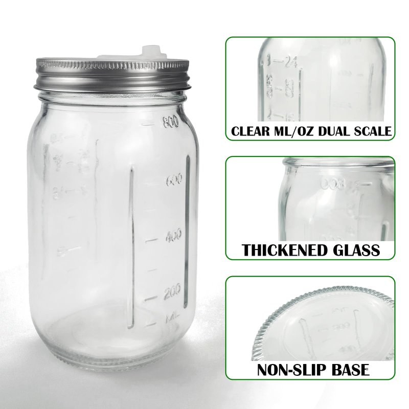 32 oz Mason Jar Fermentation Kit, 2 Pack Fermentation Jars, Fermentation Lids, Fermenting Weights and Airlocks, Complete Fermenting Kit for Making and Storing Sauerkraut（Pack of 2）